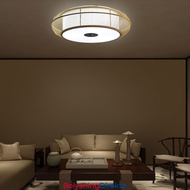 Kinesisk Spesial Bambus Innfelt Kreativ Japansk Rund Taklampe