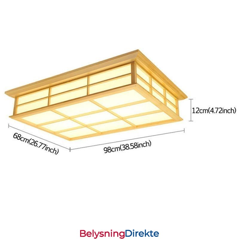 Japansk Kubeformet Taklampe I Massivt Tre
