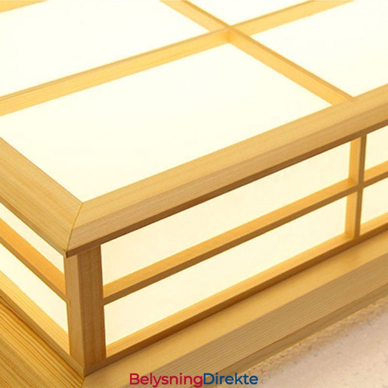 Japansk Kubeformet Taklampe I Massivt Tre