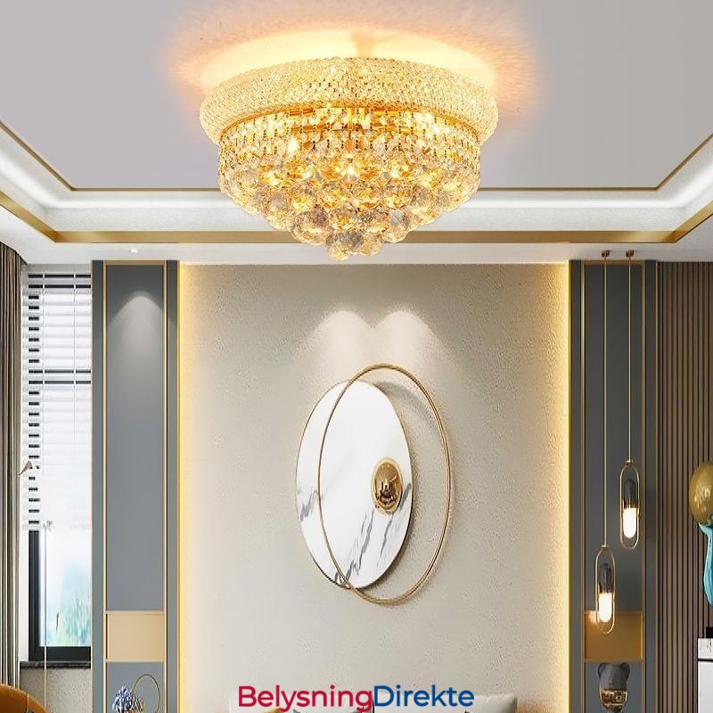 Europeisk Innfelt Lampe Luksuriøs Krystalltaklampe