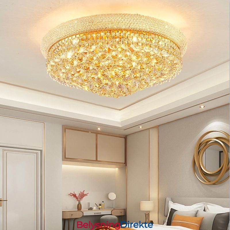 Europeisk Innfelt Lampe Luksuriøs Krystalltaklampe