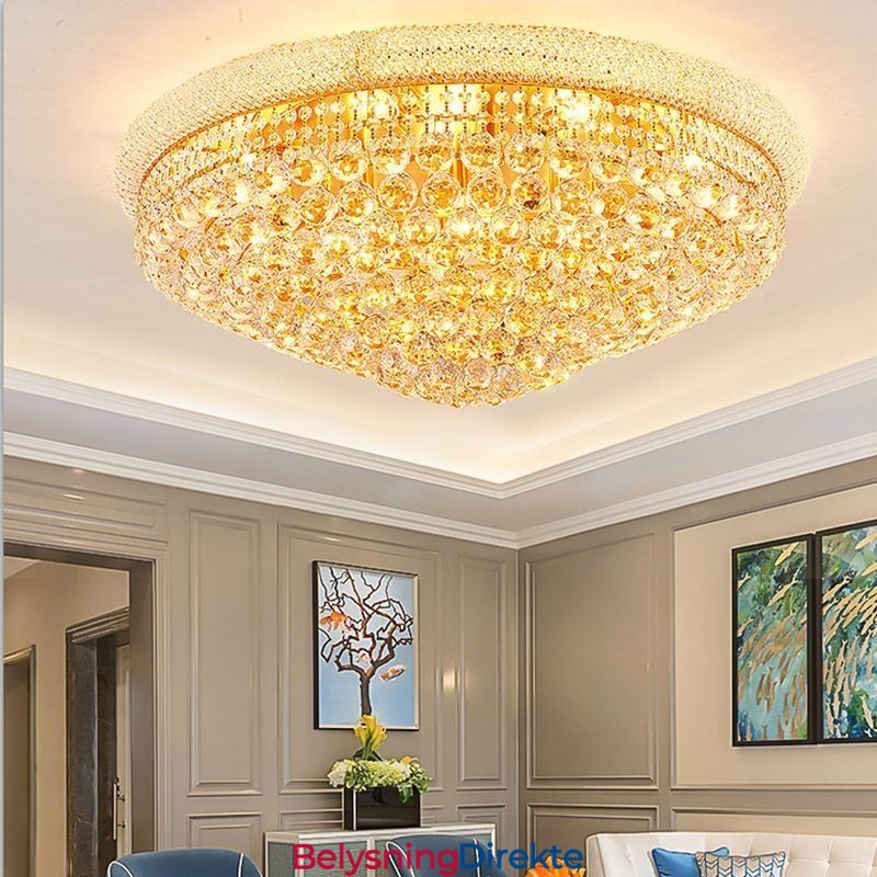 Europeisk Innfelt Lampe Luksuriøs Krystalltaklampe