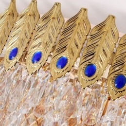 Krystall, Innfelt Rund Galvanisert Phoenix-Hale, Gullfarget, Luksuriøs Dekorativ Taklampe