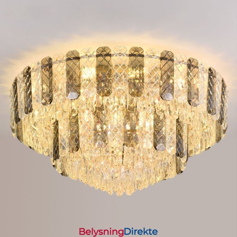 Krystall Innfelt Dobbeltlags Rund Luksuriøs Dekorativ Taklampe 80 Cm