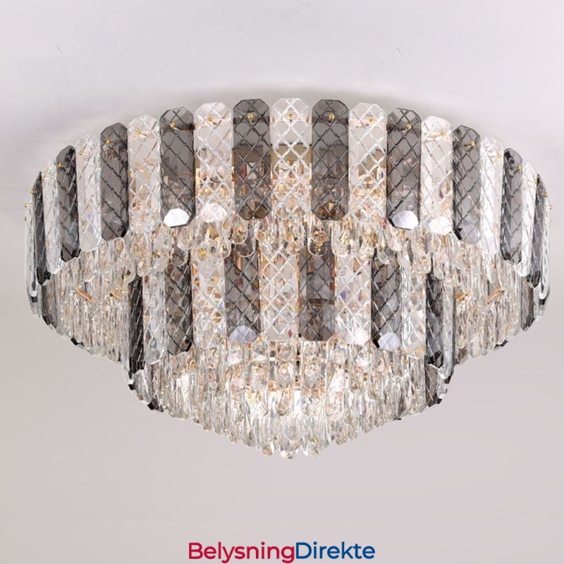 Krystall Innfelt Dobbeltlags Rund Luksuriøs Dekorativ Taklampe 80 Cm