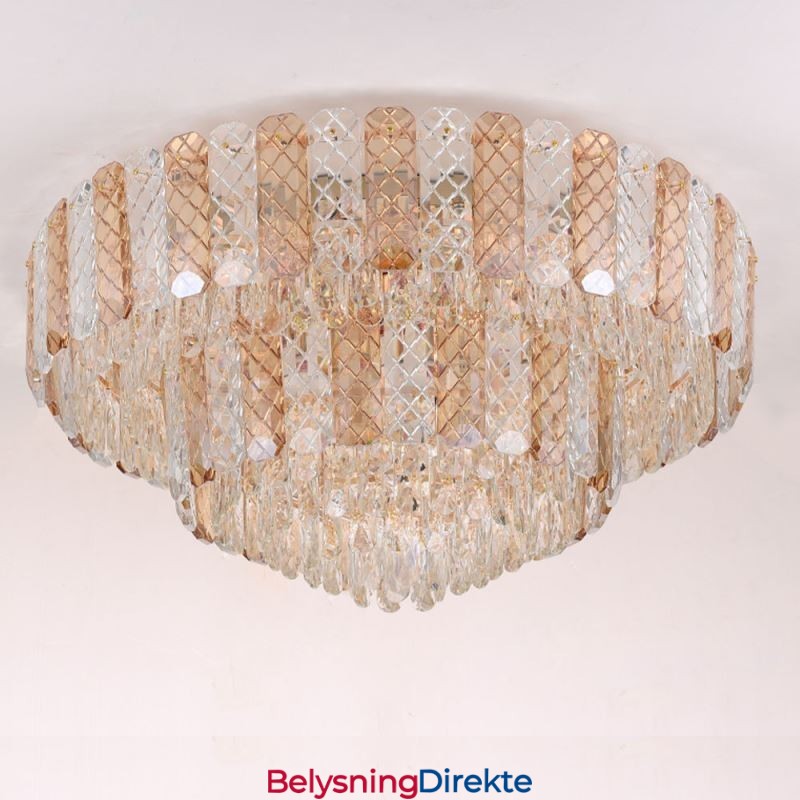 Krystall Innfelt Dobbeltlags Rund Luksuriøs Dekorativ Taklampe 80 Cm