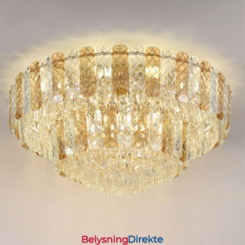 Krystall Innfelt Dobbeltlags Rund Luksuriøs Dekorativ Taklampe 80 Cm