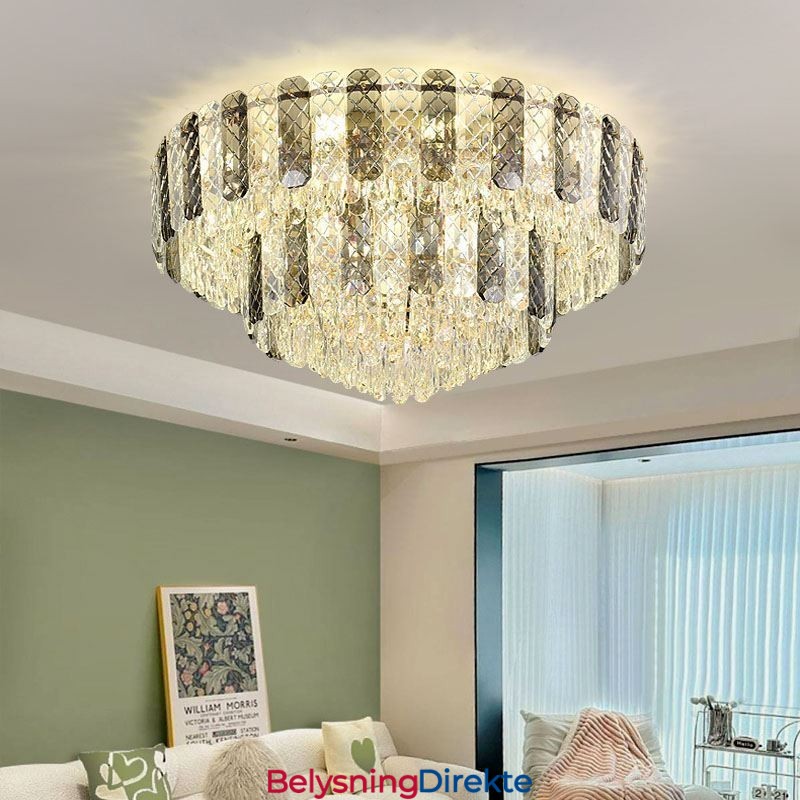 Krystall Innfelt Dobbeltlags Rund Luksuriøs Dekorativ Taklampe 80 Cm