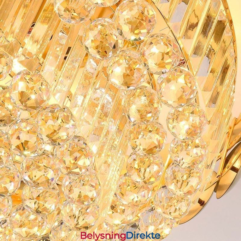 Krystall Innfelt Rund Galvanisert Gull Luksuriøs Dekorativ Taklampe 80 Cm