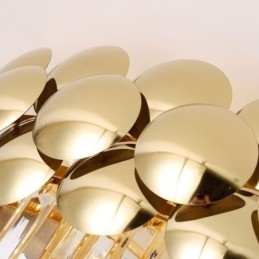 Krystall Innfelt Rund Galvanisert Gull Luksuriøs Dekorativ Taklampe 80 Cm