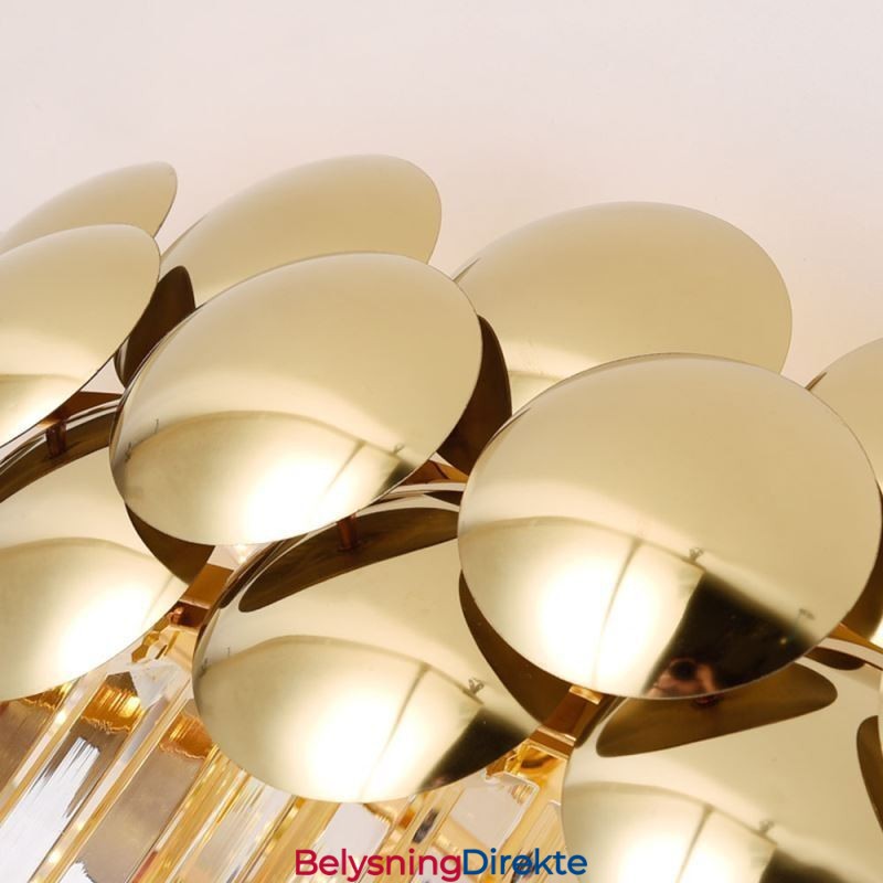 Krystall Innfelt Rund Galvanisert Gull Luksuriøs Dekorativ Taklampe 80 Cm