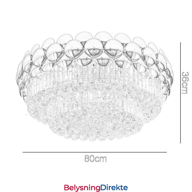 Krystall Innfelt Rund Galvanisert Gull Luksuriøs Dekorativ Taklampe 80 Cm