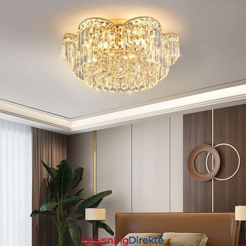 Krystall Innfelt Luksuriøs Rund Krystalldekorasjonstaklampe