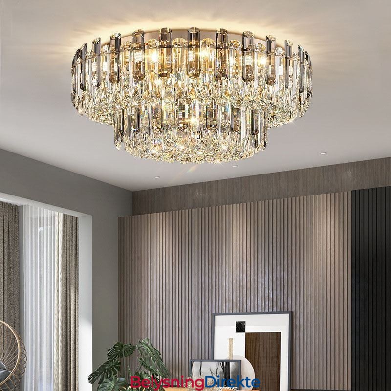 Krystall Innfelt Røykgrå Rund Krystalldekorasjonstaklampe