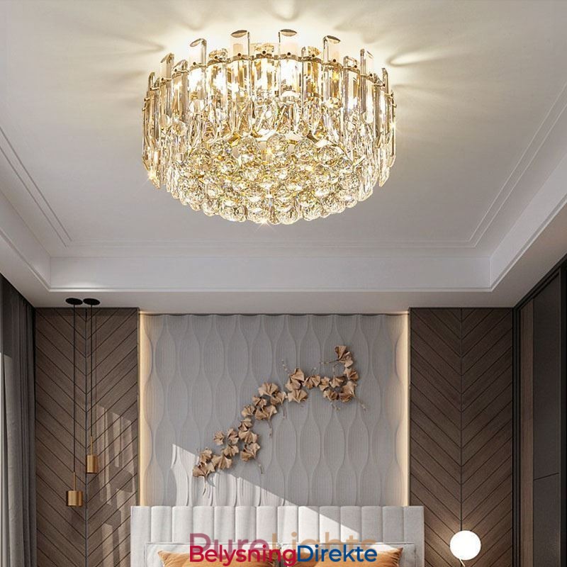 Luksuriøs Krystall Innfelt Rund Krystalldekorasjonstaklampe