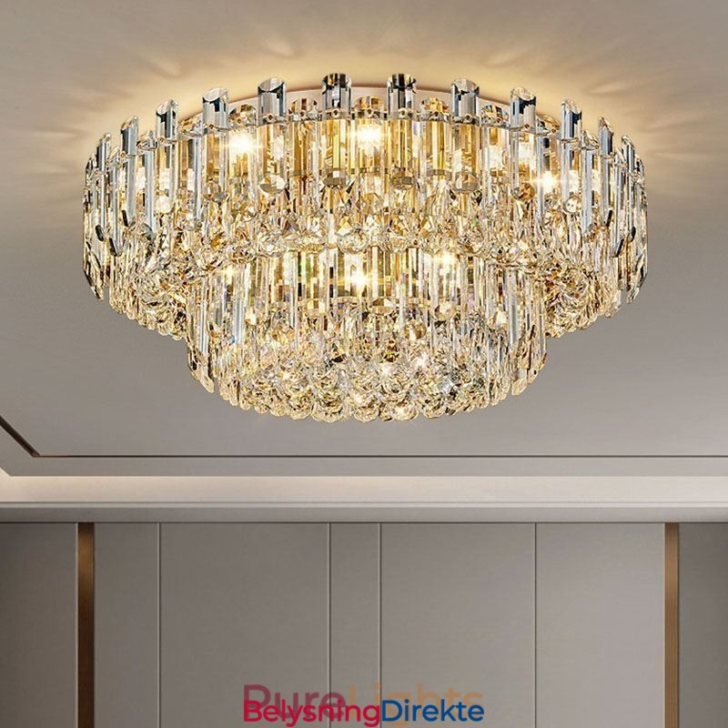 Luksuriøs Krystall Innfelt Rund Krystalldekorasjonstaklampe