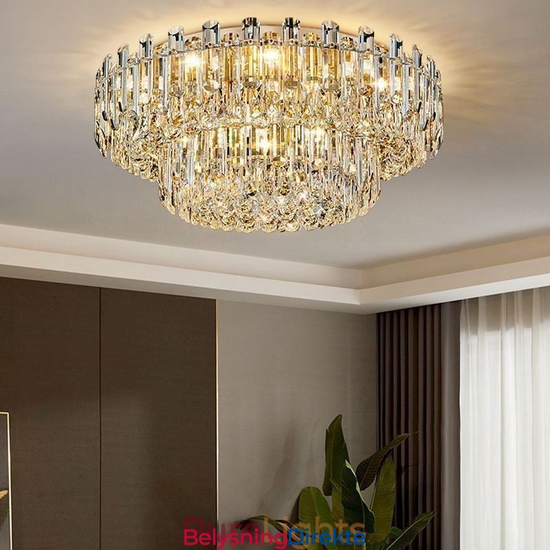 Luksuriøs Krystall Innfelt Rund Krystalldekorasjonstaklampe