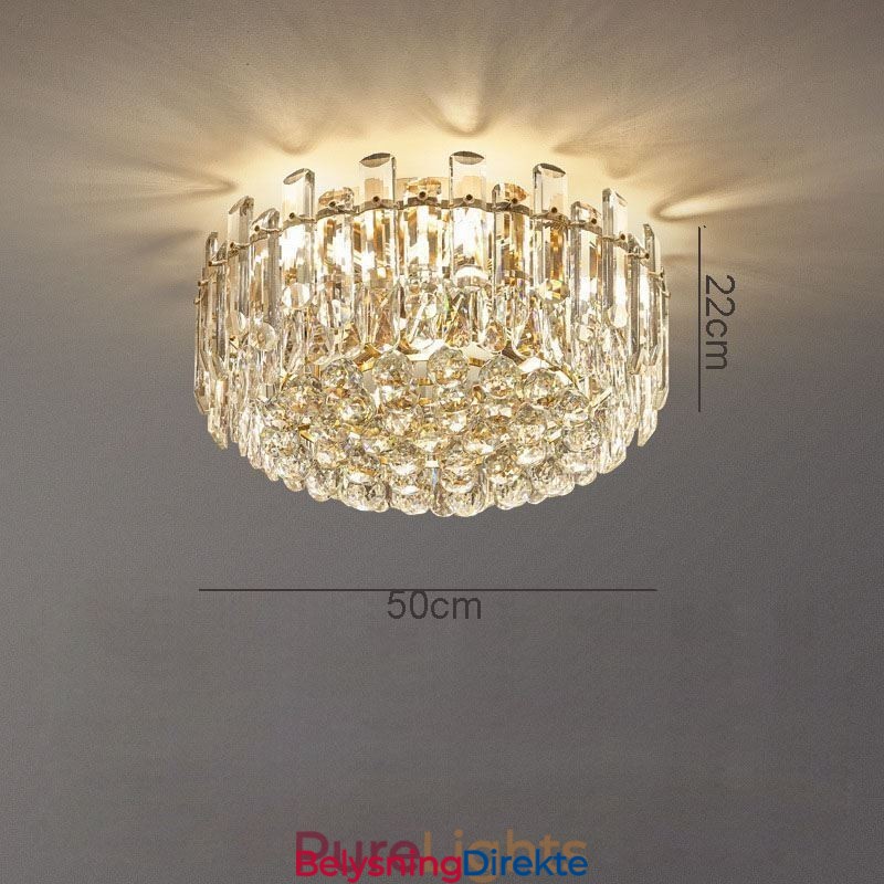 Luksuriøs Krystall Innfelt Rund Krystalldekorasjonstaklampe