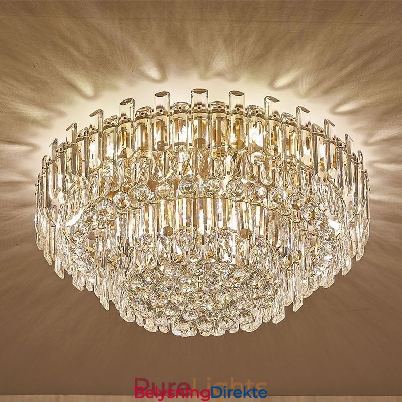 Luksuriøs Krystall Innfelt Rund Krystalldekorasjonstaklampe