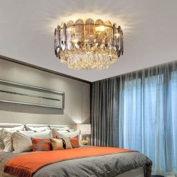 Krystall Innfelt Røykgrå Rund Krystalldekorasjonstaklampe