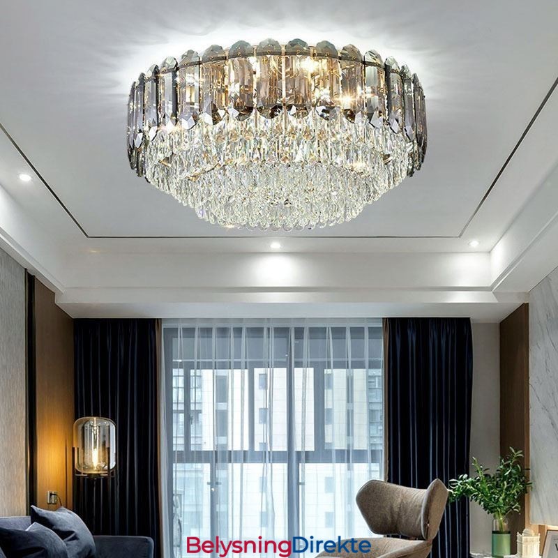 Krystall Innfelt Røykgrå Rund Krystalldekorasjonstaklampe