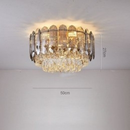 Krystall Innfelt Røykgrå Rund Krystalldekorasjonstaklampe