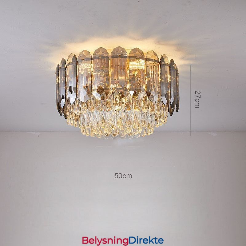 Krystall Innfelt Røykgrå Rund Krystalldekorasjonstaklampe