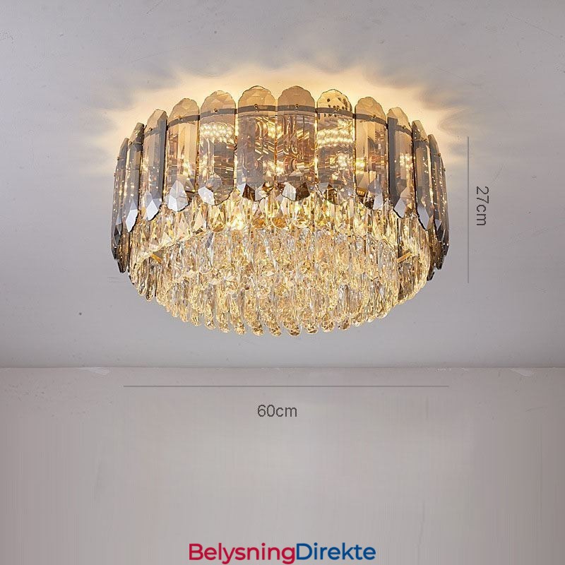 Krystall Innfelt Røykgrå Rund Krystalldekorasjonstaklampe