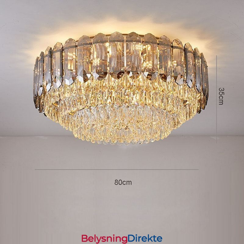 Krystall Innfelt Røykgrå Rund Krystalldekorasjonstaklampe