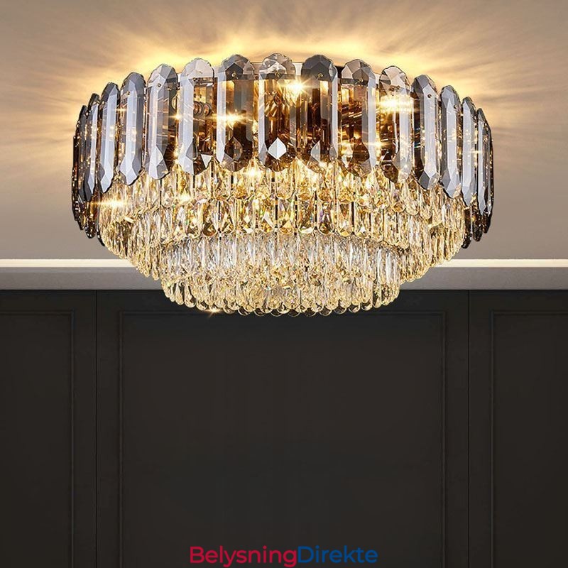 Krystall Innfelt Røykgrå Rund Krystalldekorasjonstaklampe