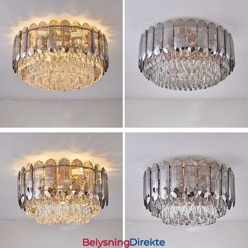 Krystall Innfelt Røykgrå Rund Krystalldekorasjonstaklampe