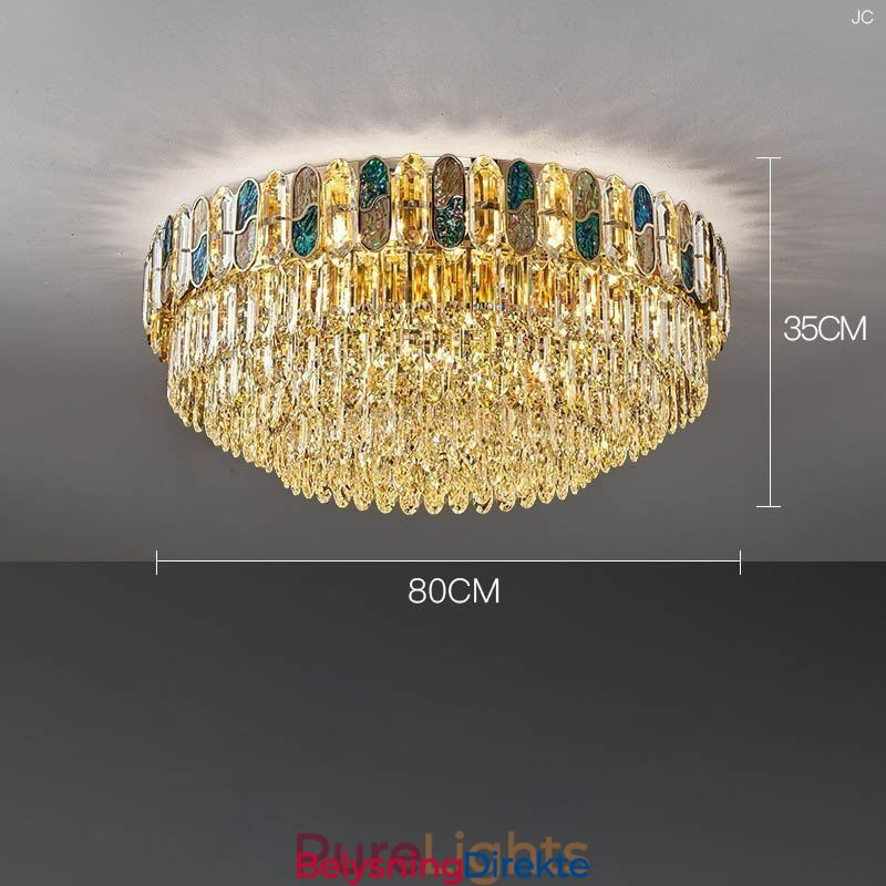 Krystall Innfelt Rund Krystalldekorasjonstaklampe Krystallskallskjerm