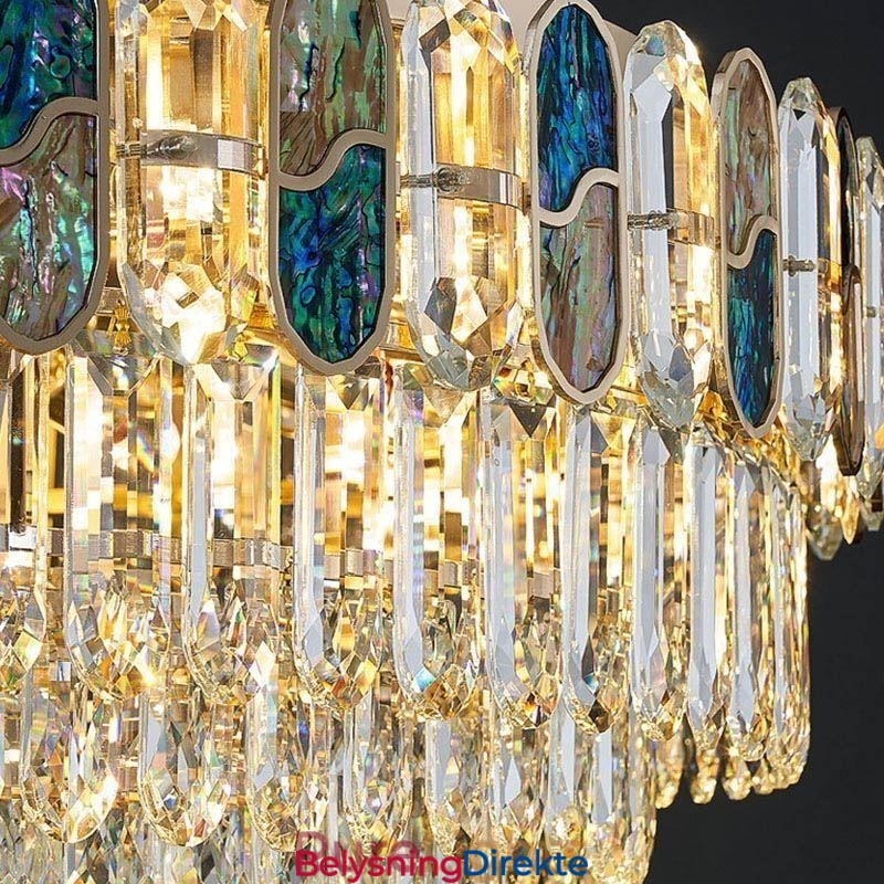 Krystall Innfelt Rund Krystalldekorasjonstaklampe Krystallskallskjerm