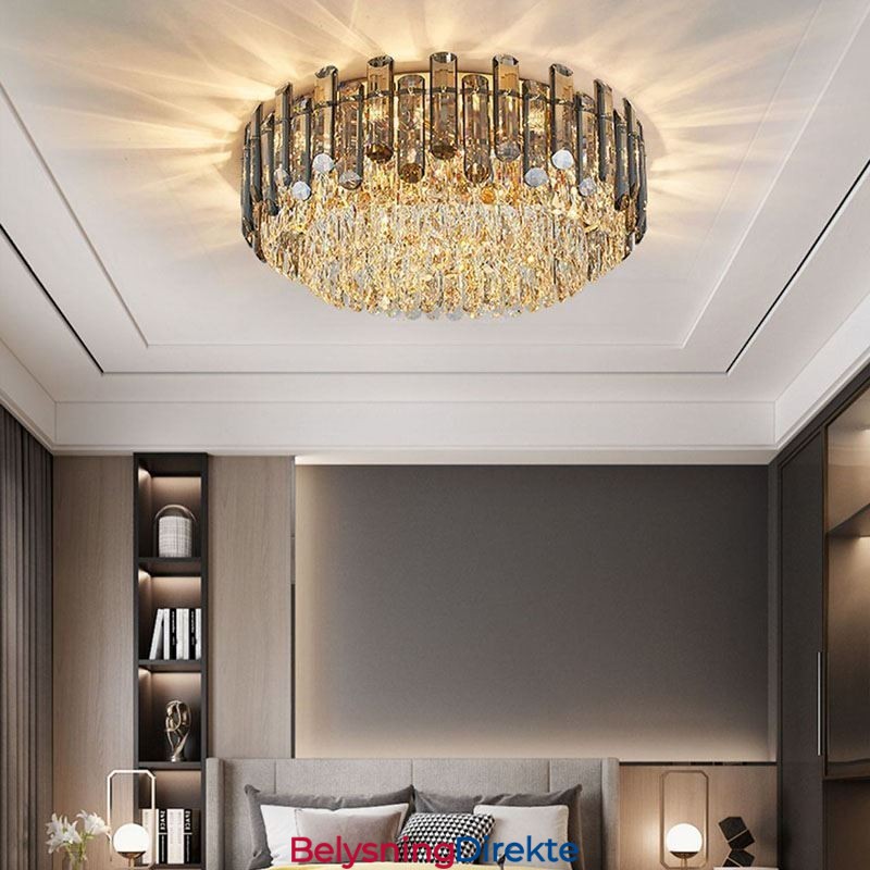 Krystall Taklampe Enkel Moderne Rund Dekorativ Lampe For Innfelt Montering