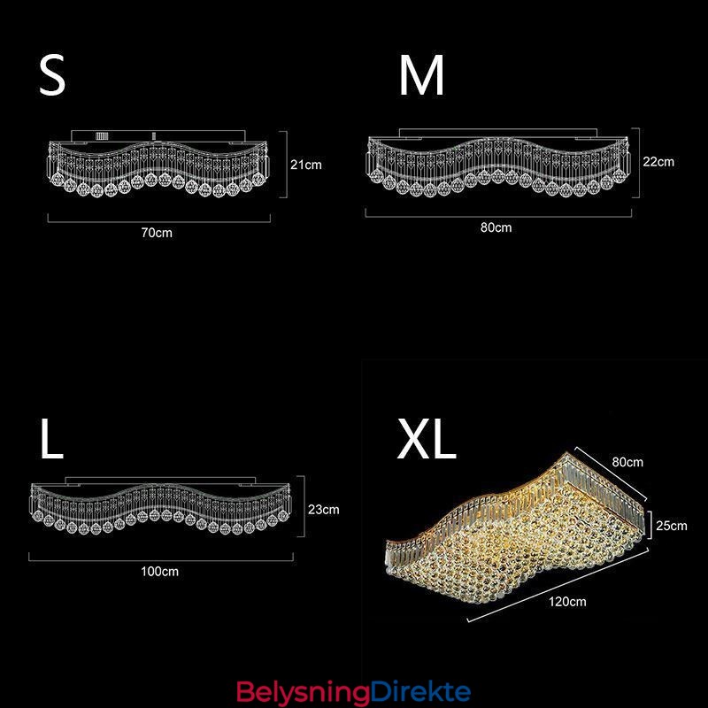 Europeisk Krystall Rektangulær Lysekrone Med Innfelt Montering