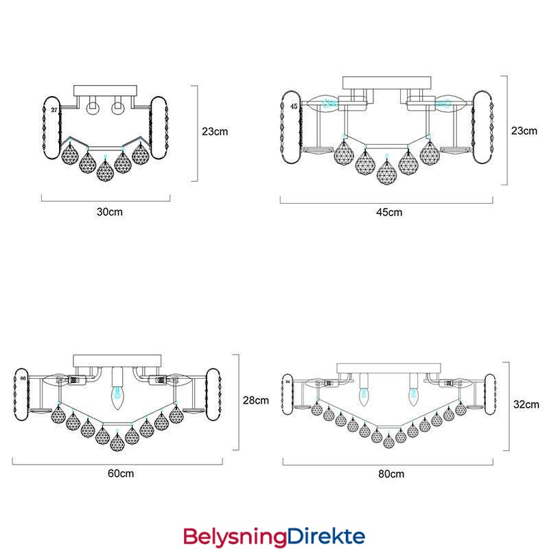 Europeisk Stil, Innfelt, Rund Krystalltaklampe