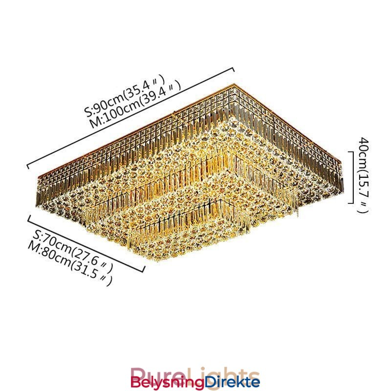 Moderne Krystalllysekrone Med Tre Etasjer Og Innfelt Montering