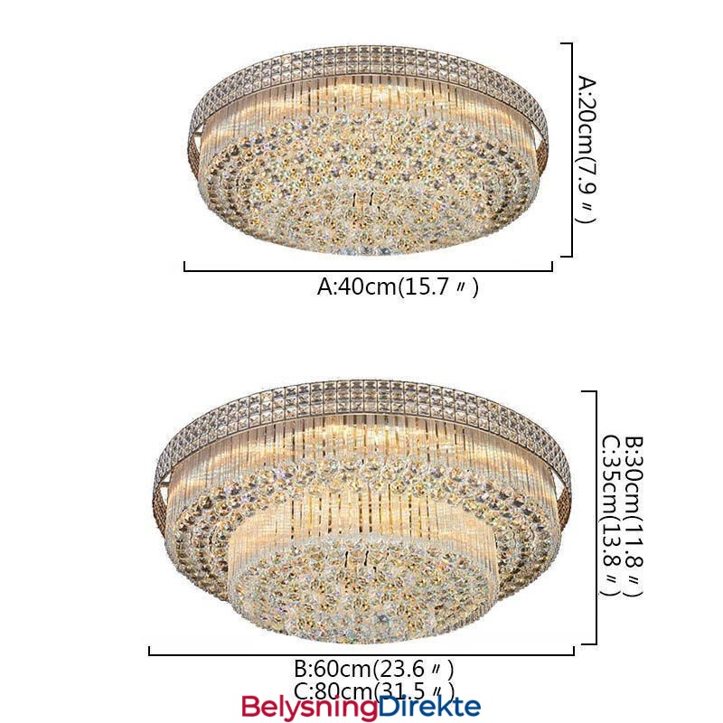 Moderne Krystalllysekrone Rund Innfelt