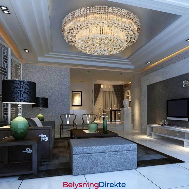 Moderne Krystalllysekrone Rund Innfelt