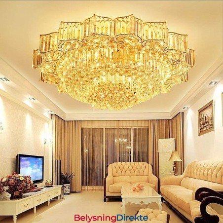 Elegant Innfelt Rund Krystalllysekrone I Blomsterform