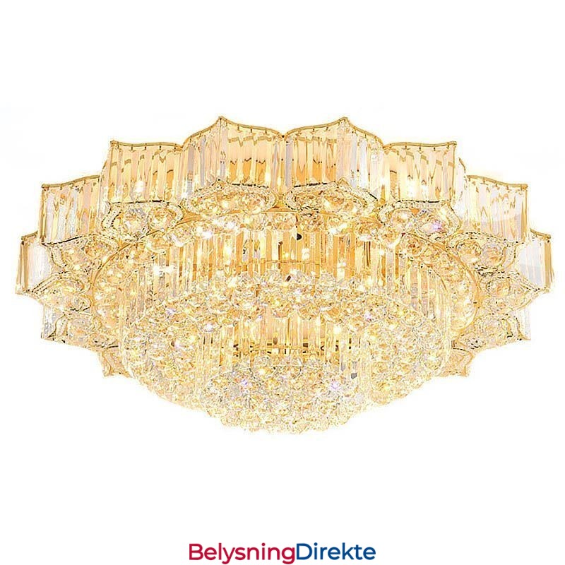 Elegant Innfelt Rund Krystalllysekrone I Blomsterform