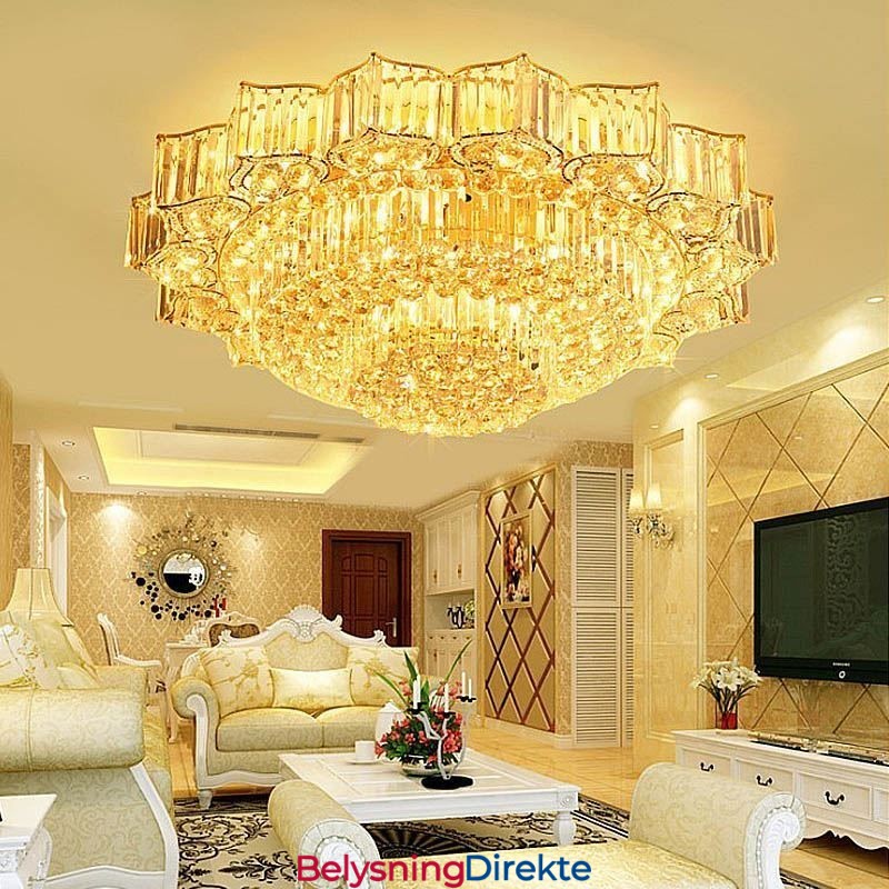 Elegant Innfelt Rund Krystalllysekrone I Blomsterform