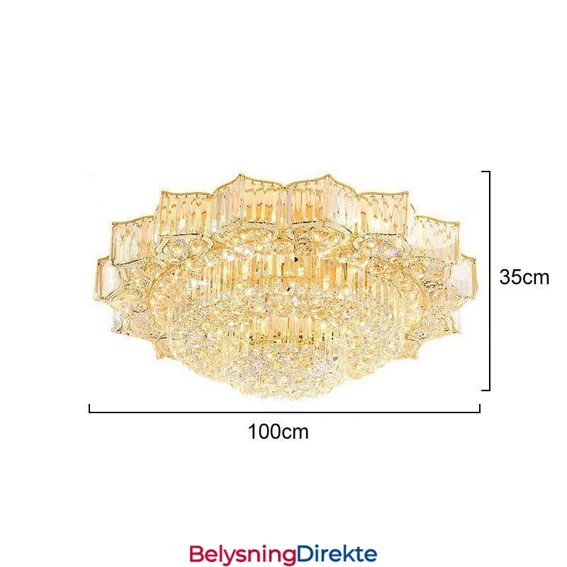 Elegant Innfelt Rund Krystalllysekrone I Blomsterform