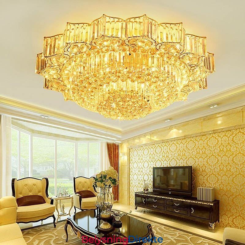 Elegant Innfelt Rund Krystalllysekrone I Blomsterform