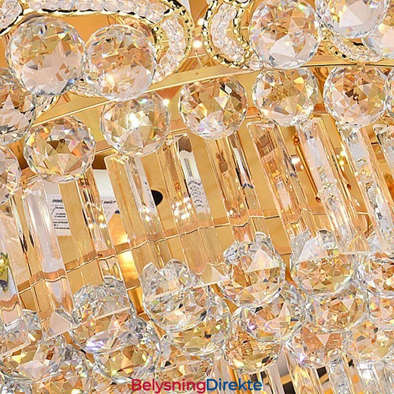 Elegant Innfelt Rund Krystalllysekrone I Blomsterform
