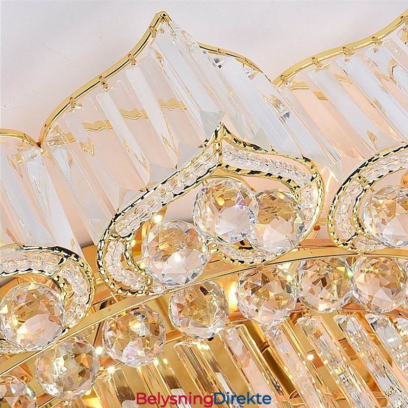 Elegant Innfelt Rund Krystalllysekrone I Blomsterform