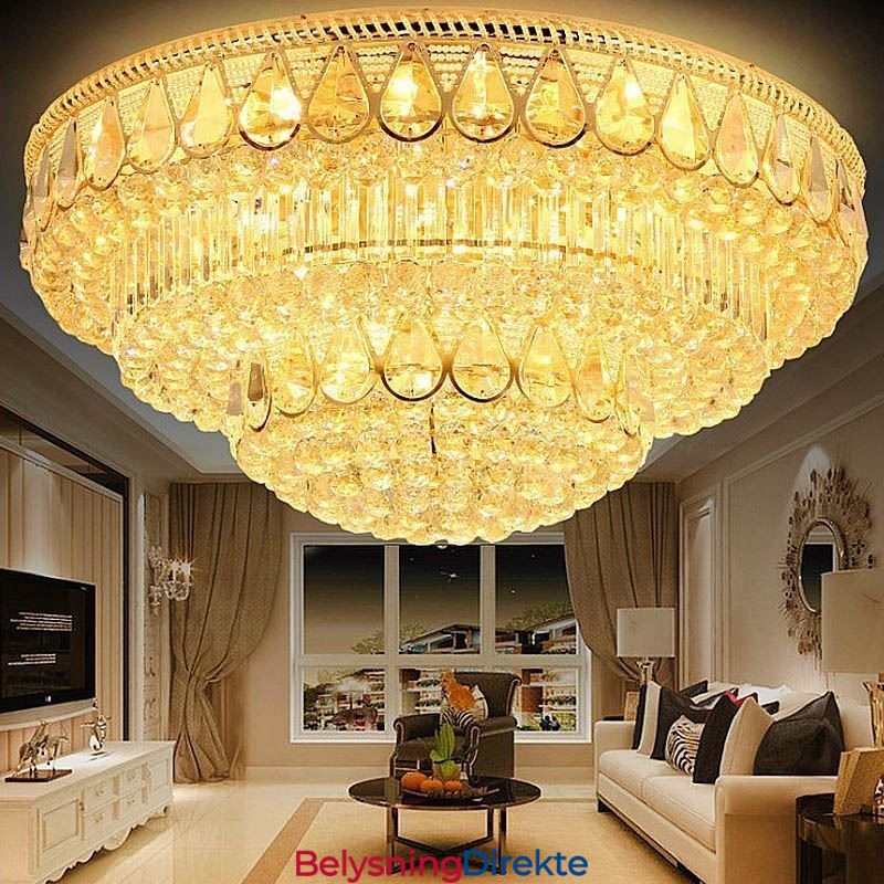 Luksuriøs, Innfelt Krystalltaklampe, Rund Lampe