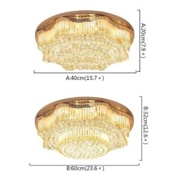 Moderne Krystalltaklampe Med Innfelt Tak, Luksuriøs Rund Belysning