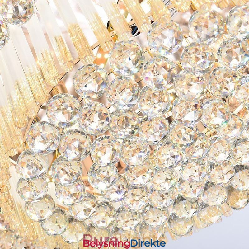 Moderne Krystalltaklampe Med Innfelt Tak, Luksuriøs Rund Belysning