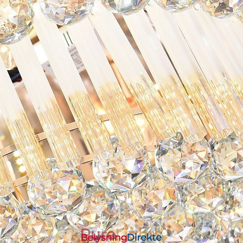 Moderne Krystalltaklampe Med Innfelt Tak, Luksuriøs Rund Belysning